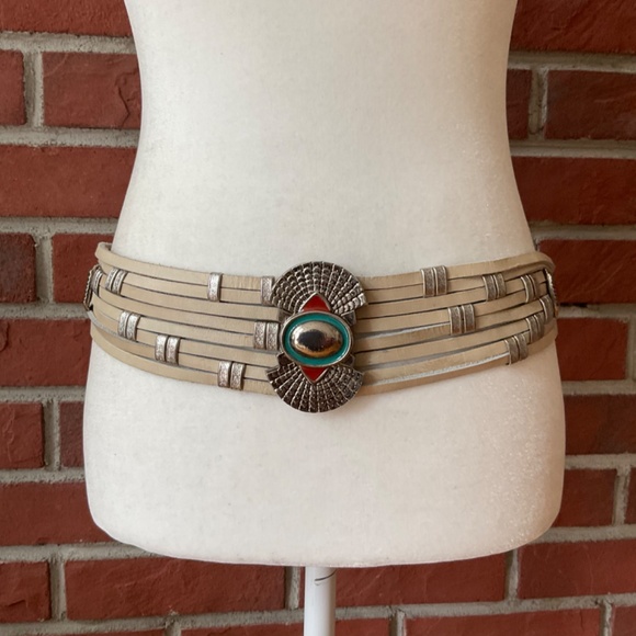 Handcrafted Genuine belt Leather Silver Details Western Belt Waist size 32”-36” main image 9